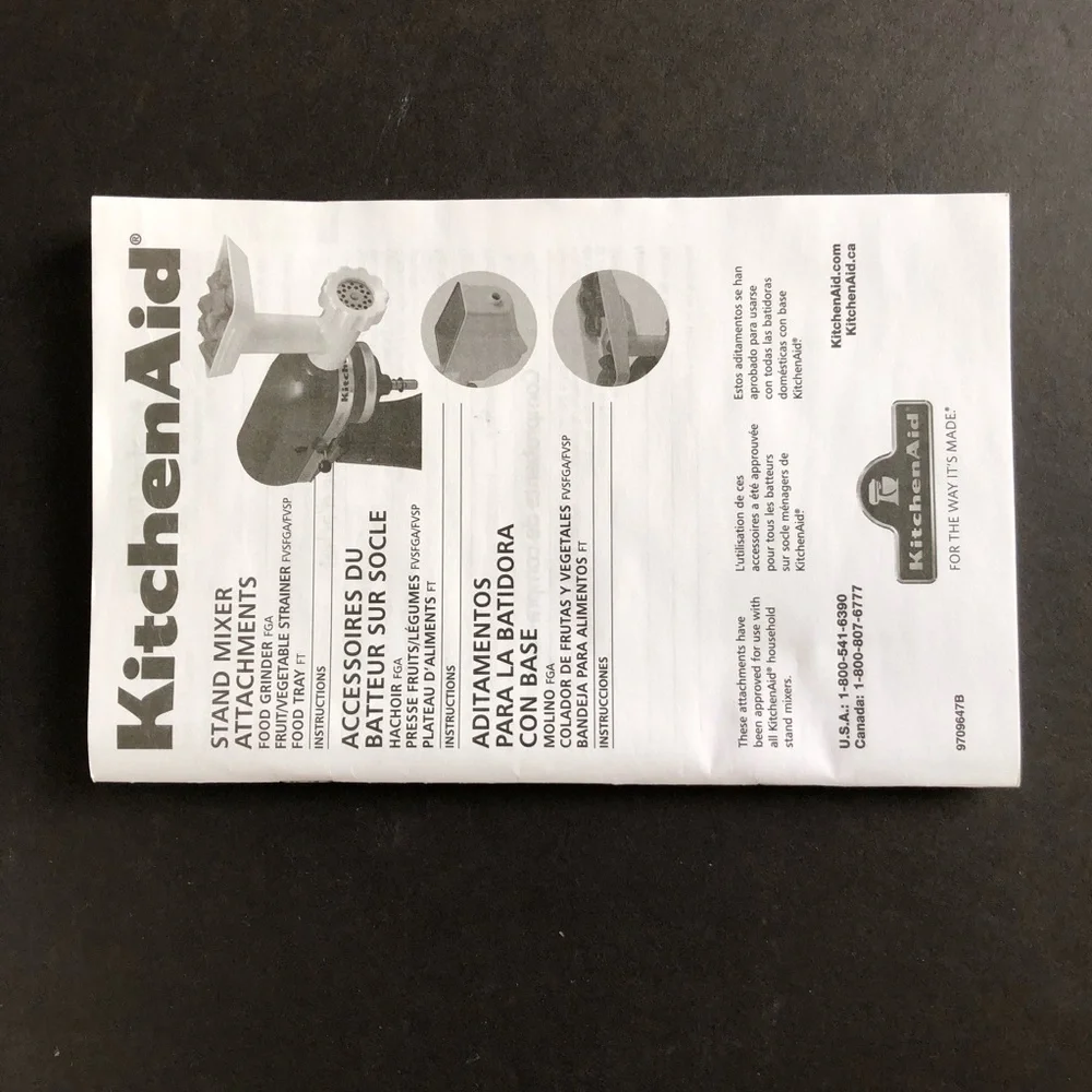 KitchenAid Model FGA Food Meat Grinder Stand Mixer Attachment NIB